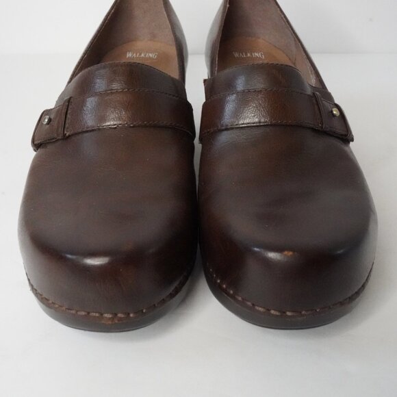 Dansko, Leather Tenley Clog Slip-on Shoes, Brown - Picture 2 of 9